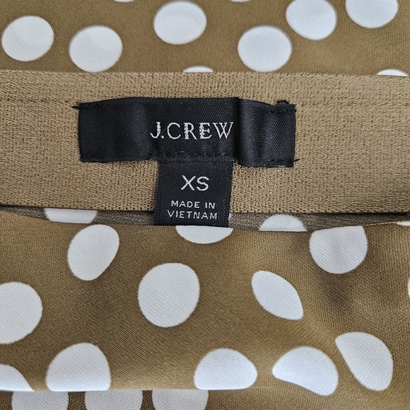 J.CREW A Line Midi Skirt Brown Polka Dot Pull On Stretch Waist XS - Picture 3 of 4